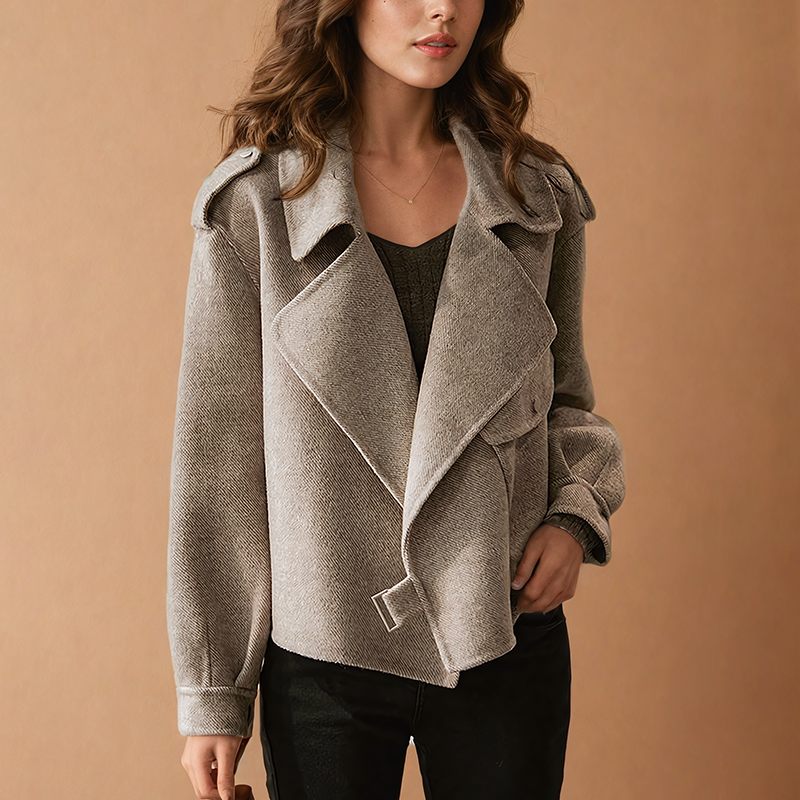 Nanna - Manteau à manches longues avec ceinture et col châle