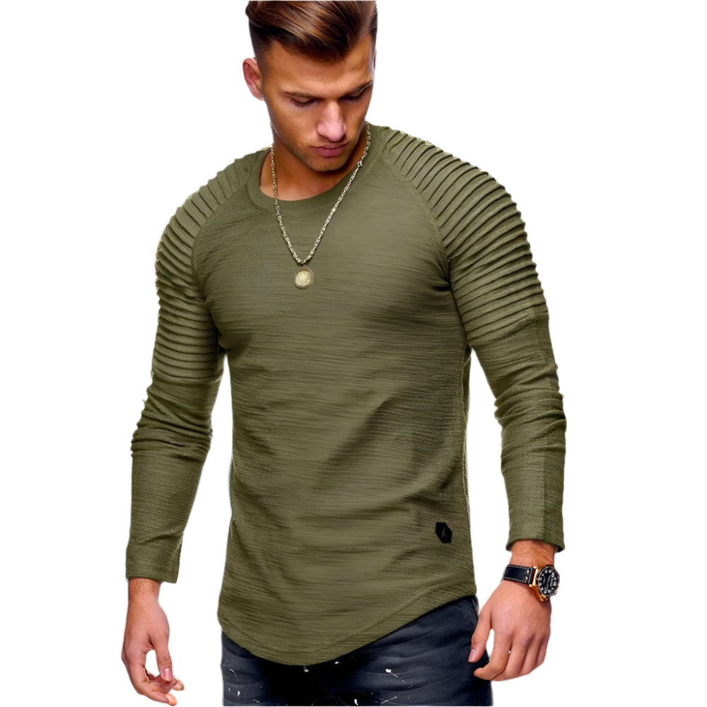 Jake - Sweat-shirt raglan plissé pour hommes avec bord arrondi