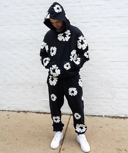 BlossomEase - Ensemble sweat à capuche et jogging fleuri unisexe