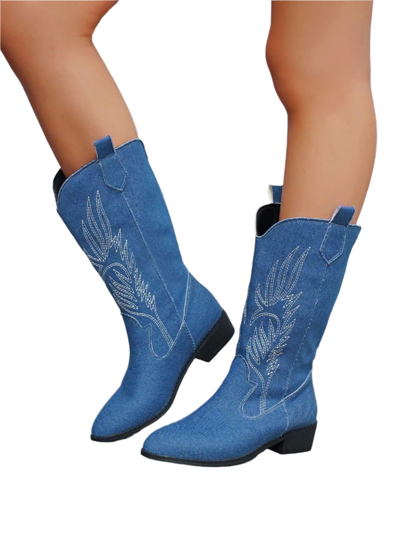 Bottines western à enfiler Savannah pour femmes – Style cowboy confortable jusqu'au mollet