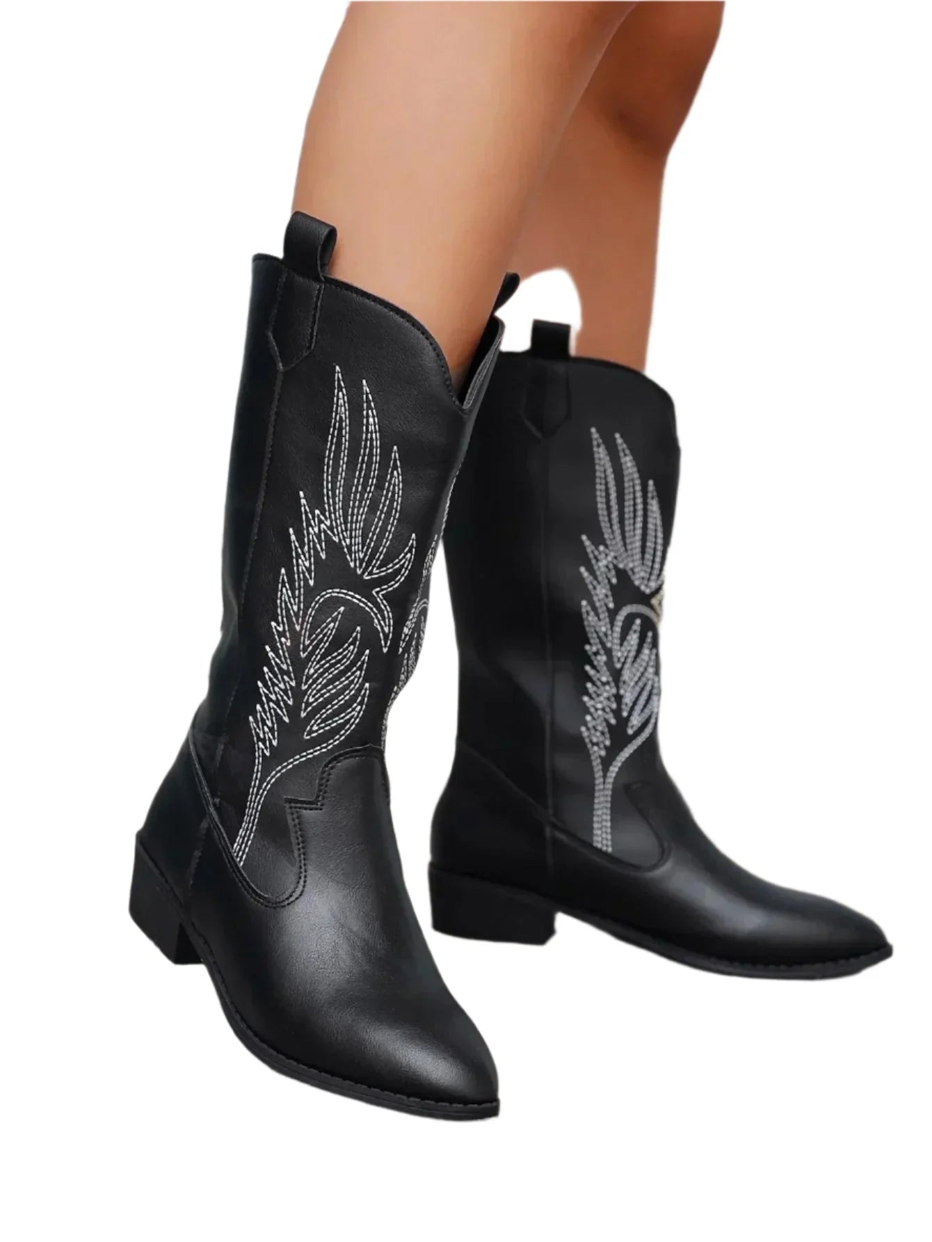 Bottines western à enfiler Savannah pour femmes – Style cowboy confortable jusqu'au mollet