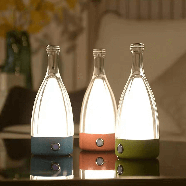 LuminaBottle - Lampe de table en forme de bouteille avec chargeur USB