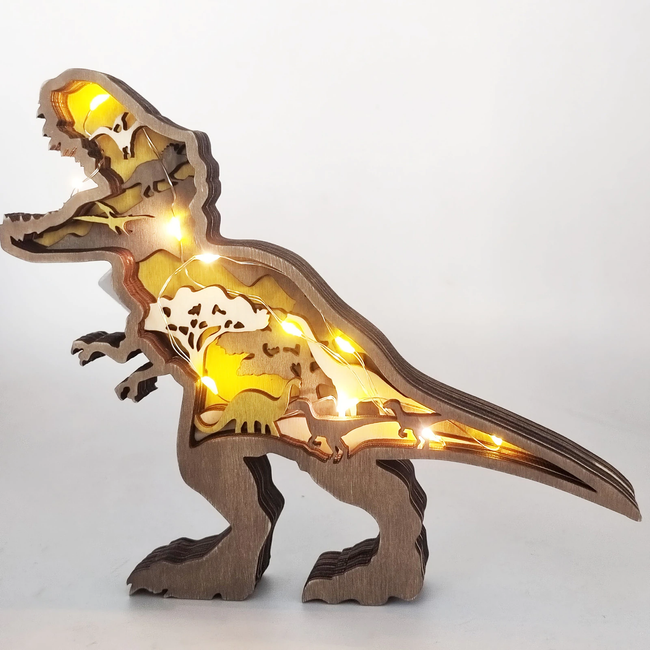 Lampe de nuit en bois 3D dinosaures Jurassic Fun