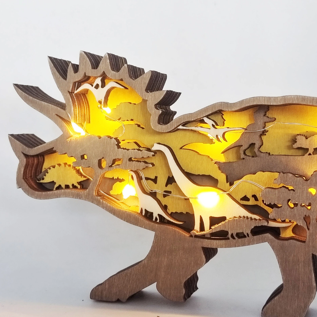 Lampe de nuit en bois 3D dinosaures Jurassic Fun
