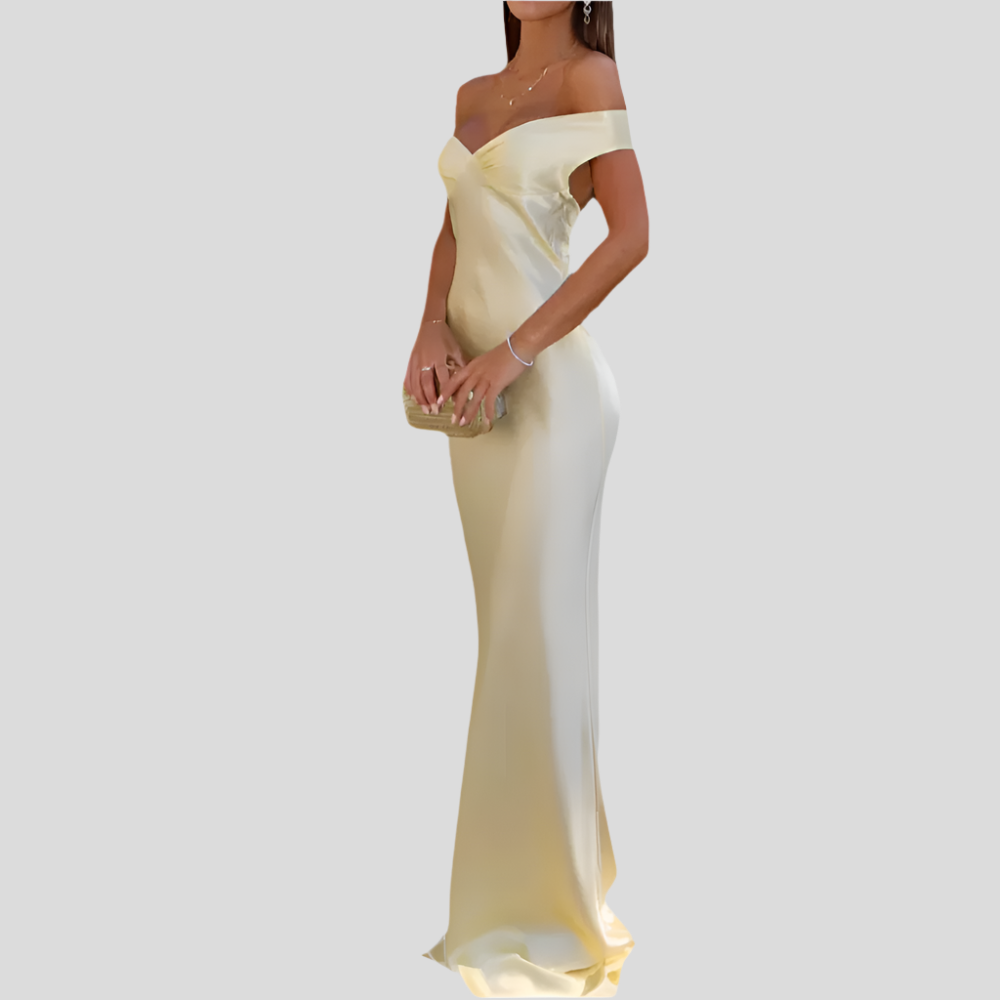 Marcelline – Robe de soirée sans bretelles en satin