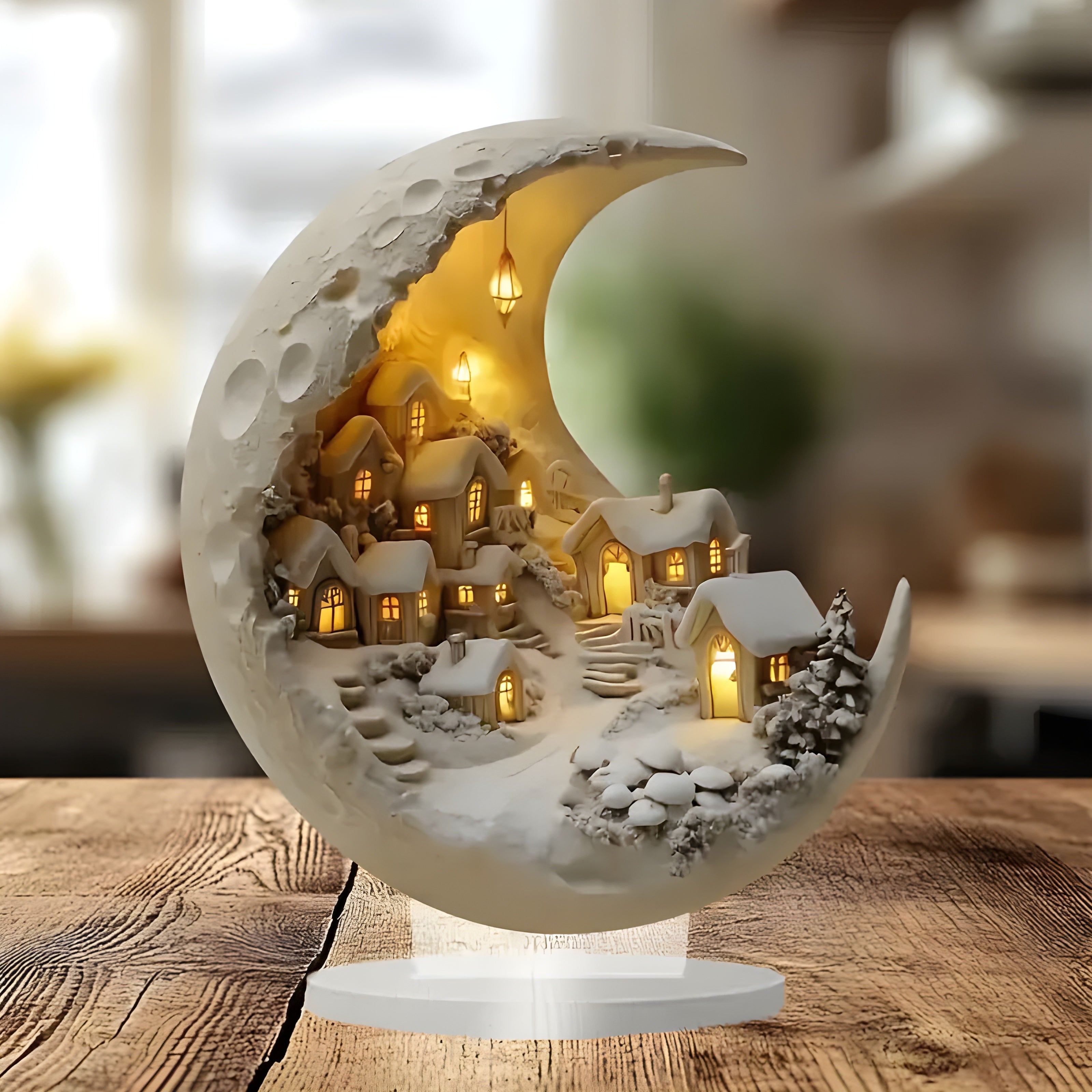 MoonlitHaven - Ville éclairée par la lune pour une décoration élégante