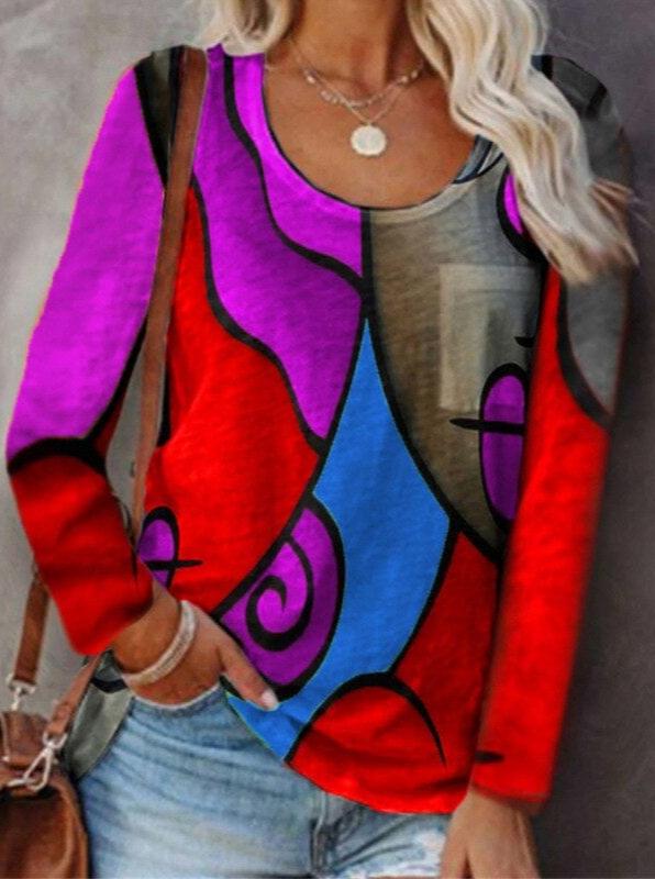 Blouse abstraite à manches longues Fatima Fashion