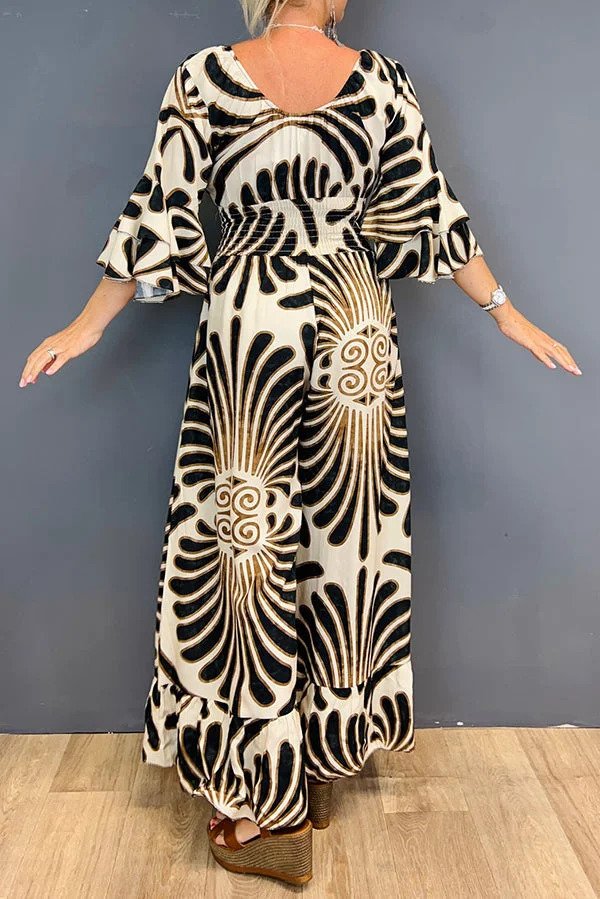 Eliza - Robe maxi florale avec des manches cloche élégantes