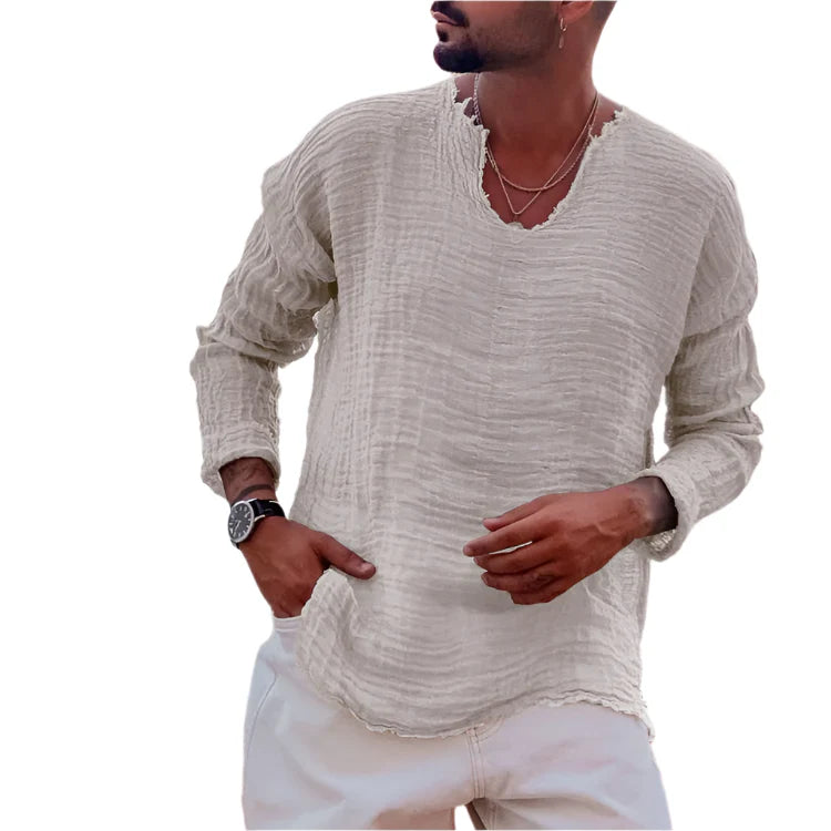 Lukas Chemise d'été – Chemise Aérée avec Découpe en V pour Hommes