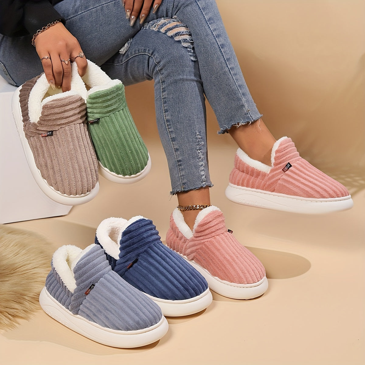 Chaussons Nicole Plush | Luxe d'Hiver pour un Confort Intérieur et Extérieur