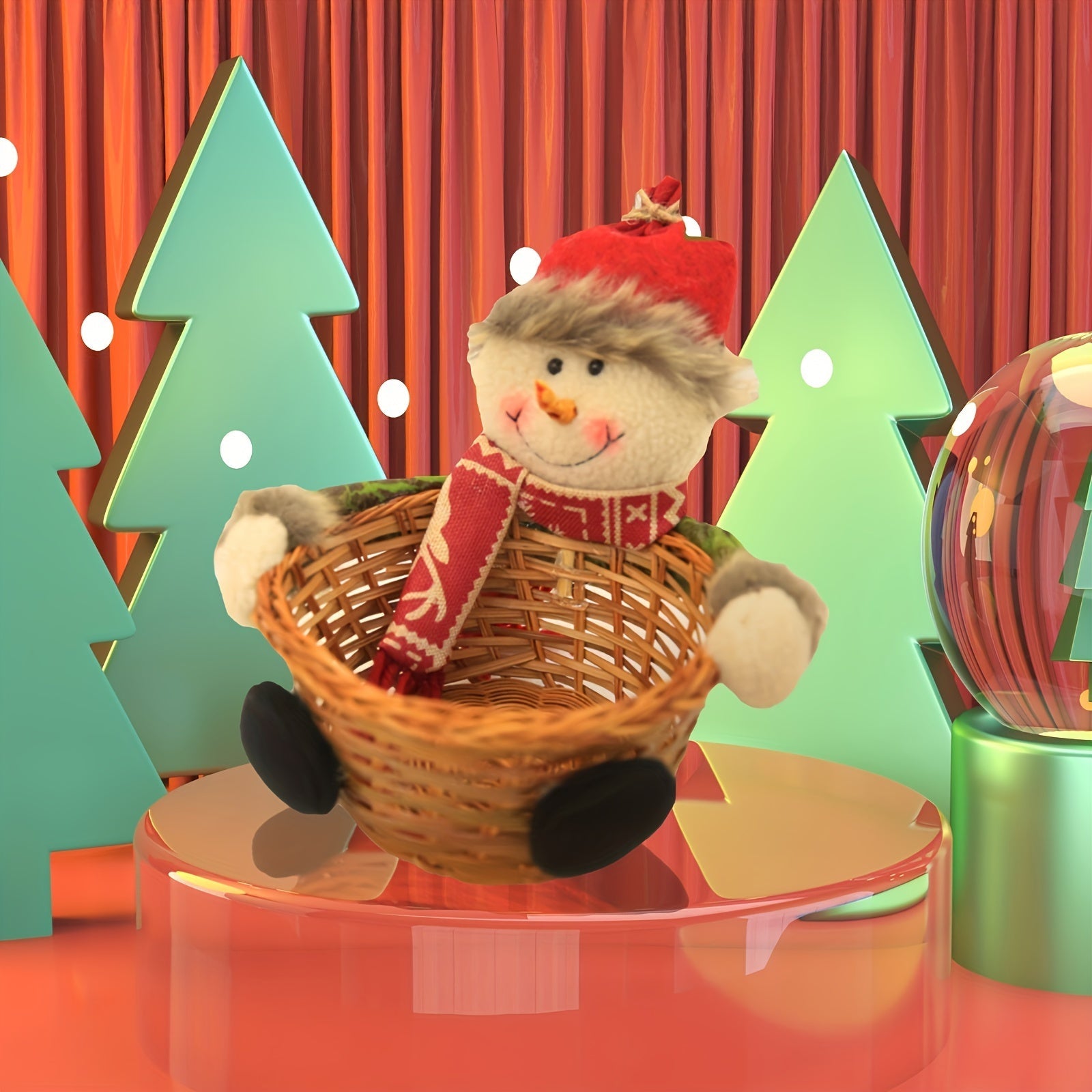 Poupée de Noël | Panier de Bonbons Décor Festif des Fêtes