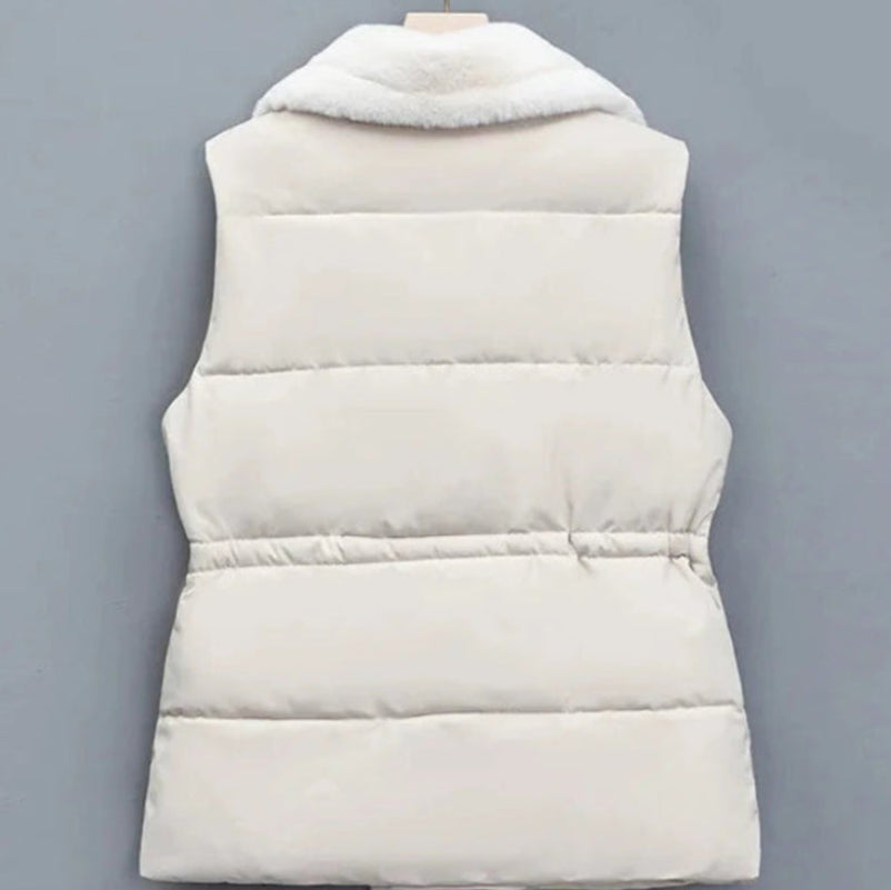 Stephanie - Gilet matelassé de luxe avec col en fausse fourrure