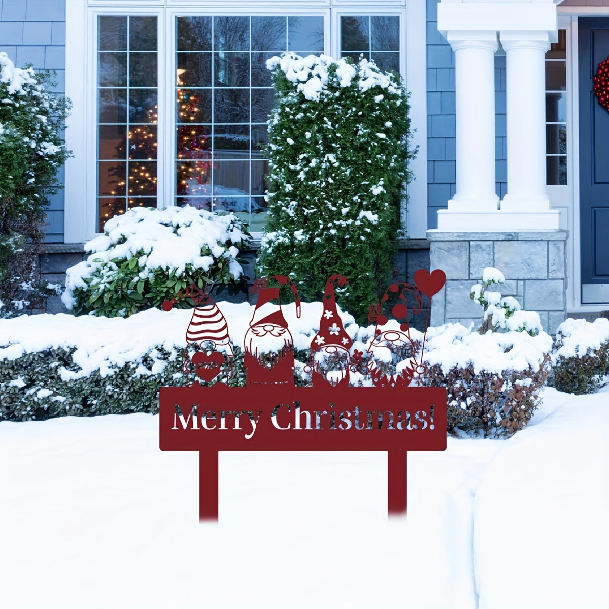 Gnome de Noël coloré en métal pour jardin