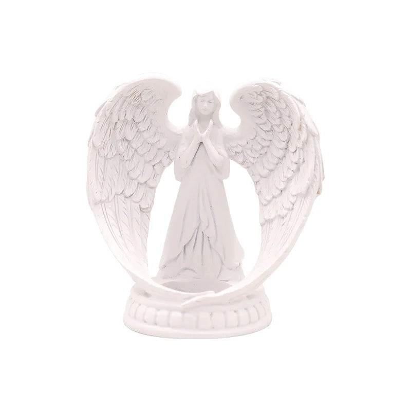 AngelAura Figurine d'Ange Élégante avec Bougeoir - Décoration Ambiance