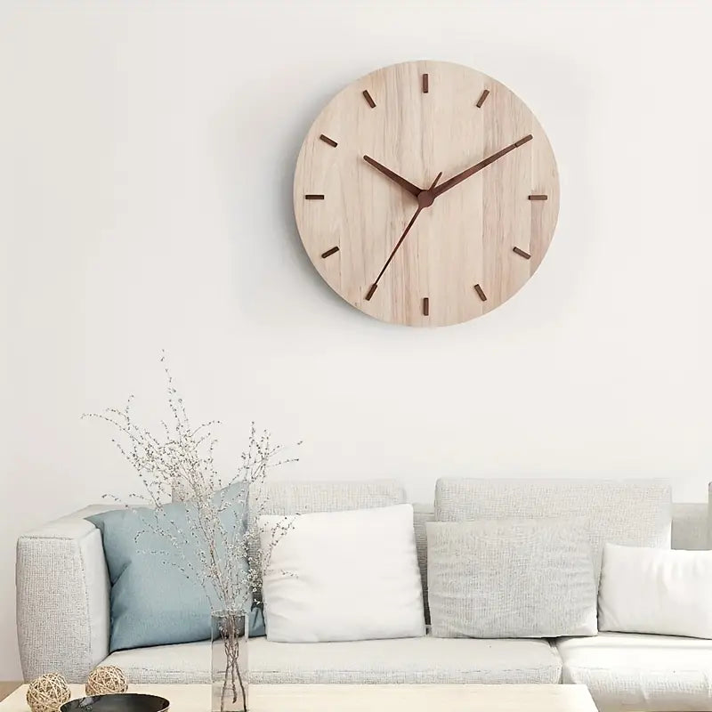 TimeMode - Horloge murale ronde minimaliste en bois