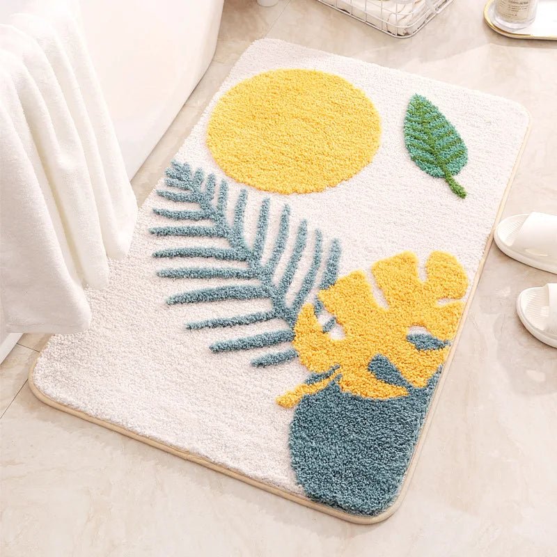 LeafLuxe - Tapis de bain abstrait inspiré des plantes moderne