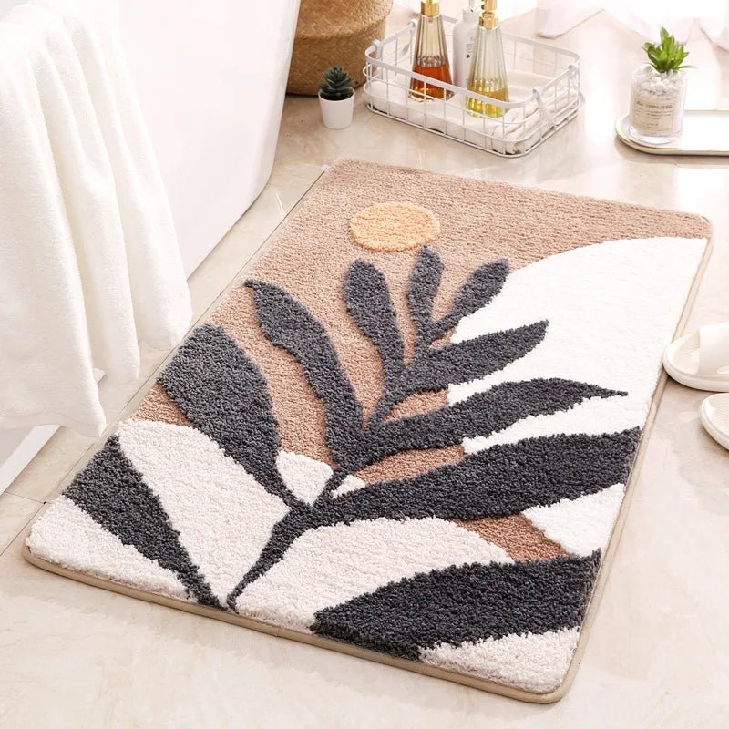 LeafLuxe - Tapis de bain abstrait inspiré des plantes moderne