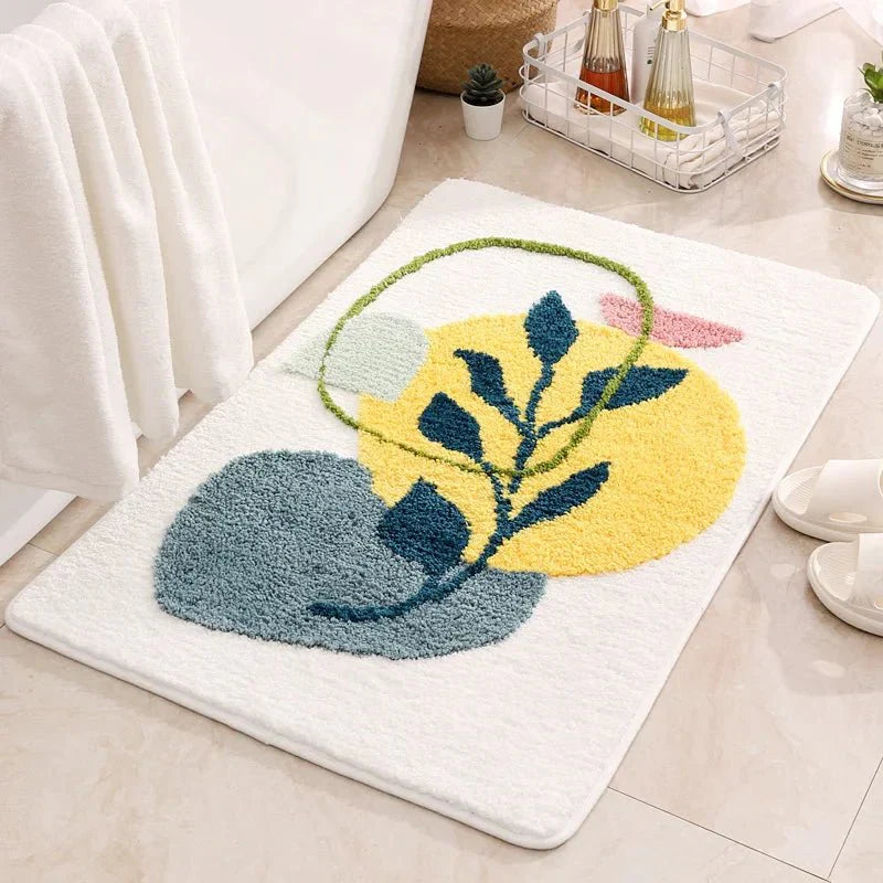 LeafLuxe - Tapis de bain abstrait inspiré des plantes moderne