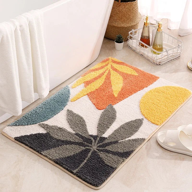 LeafLuxe - Tapis de bain abstrait inspiré des plantes moderne