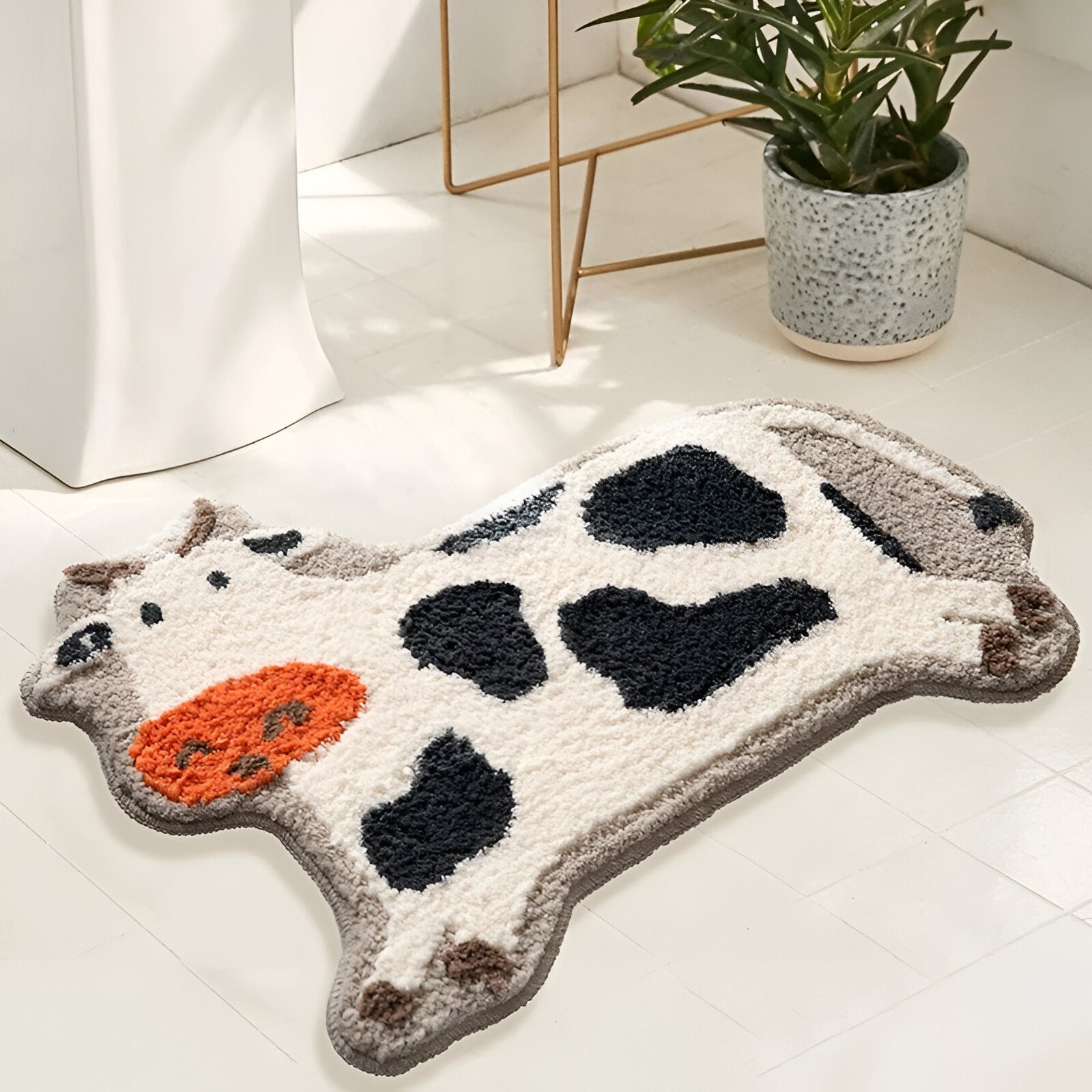 MooMat - Tapis de bain en forme de vache élégant et ludique