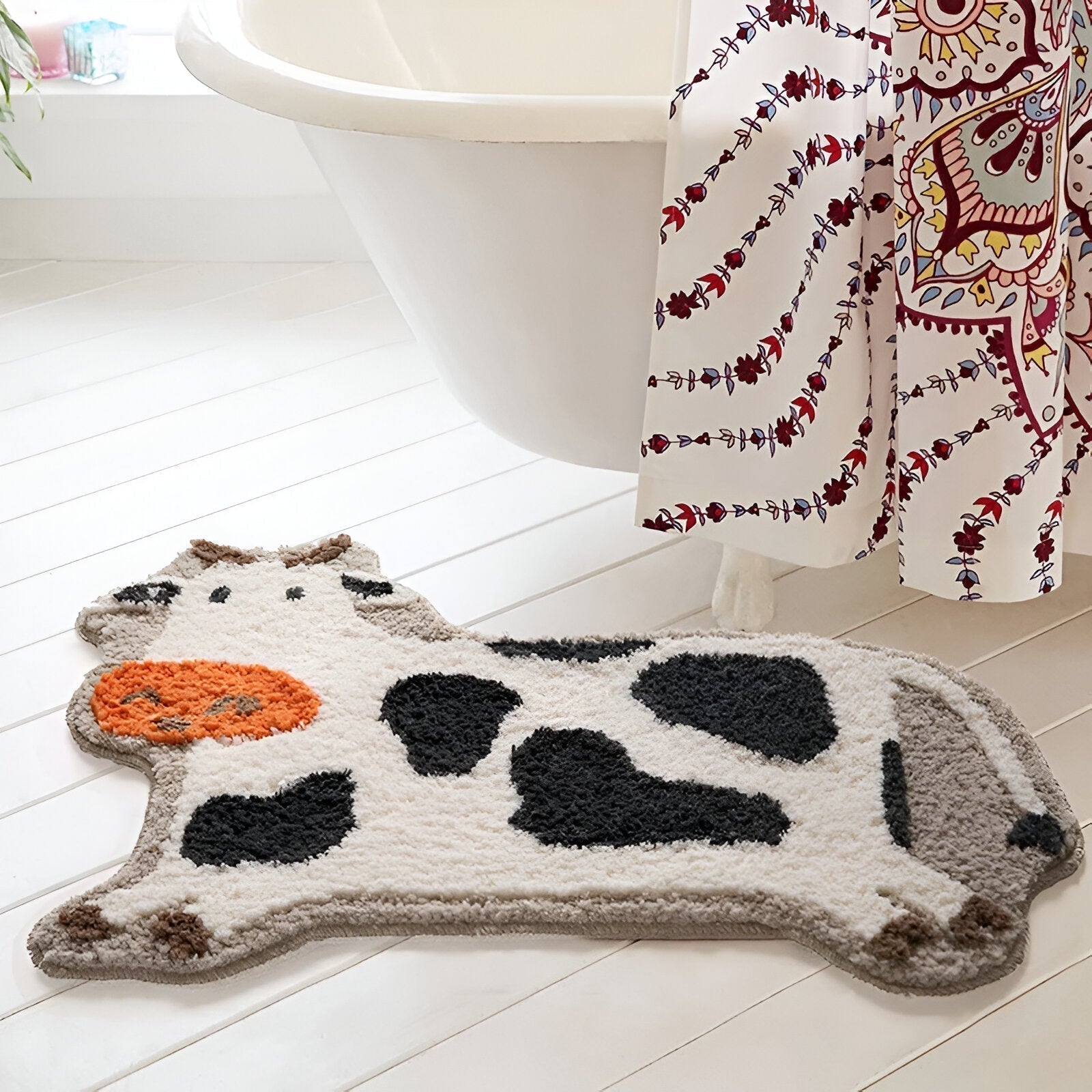 MooMat - Tapis de bain en forme de vache élégant et ludique