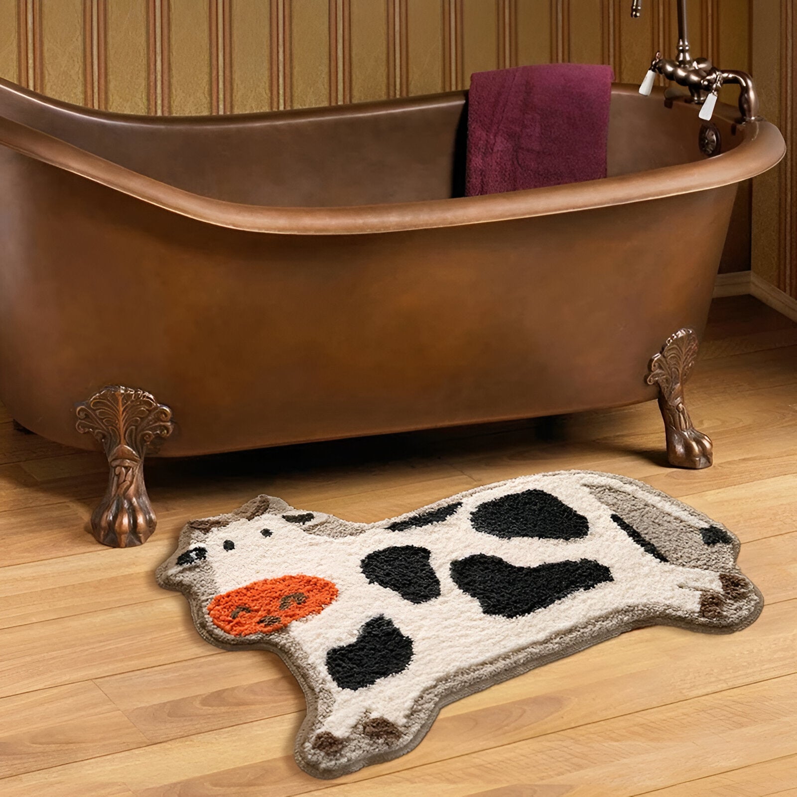 MooMat - Tapis de bain en forme de vache élégant et ludique