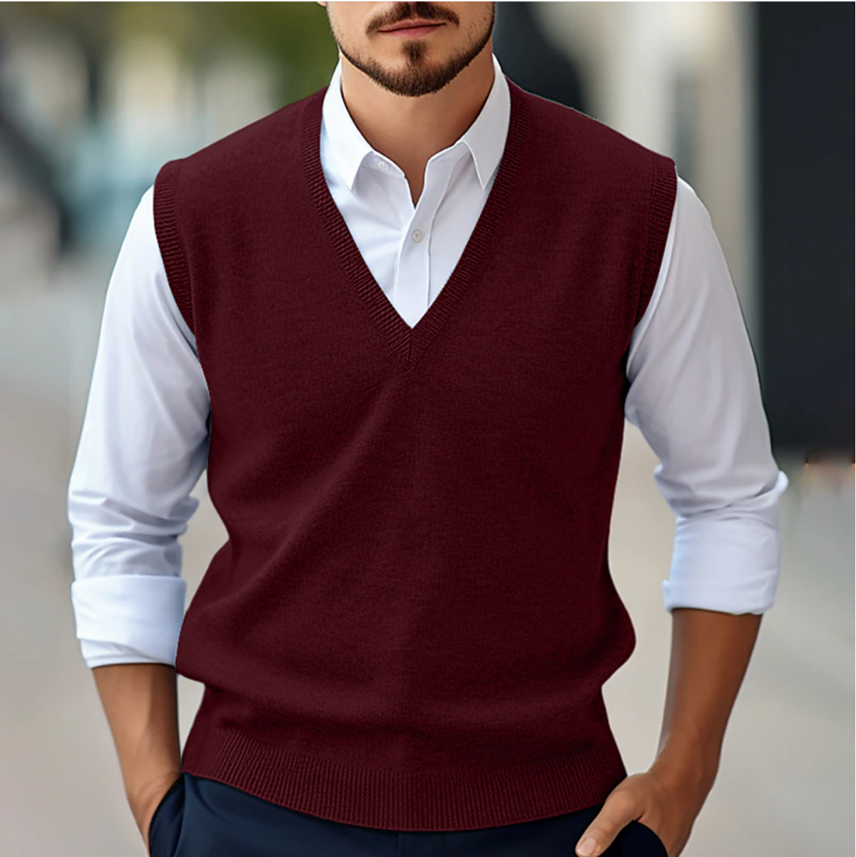 Chris - Gilet V-collant classique et manches longues pour hommes