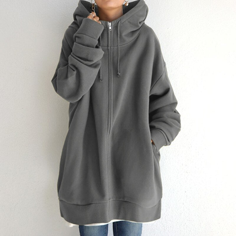 Ava - Sweat à capuche oversize avec zip et poches