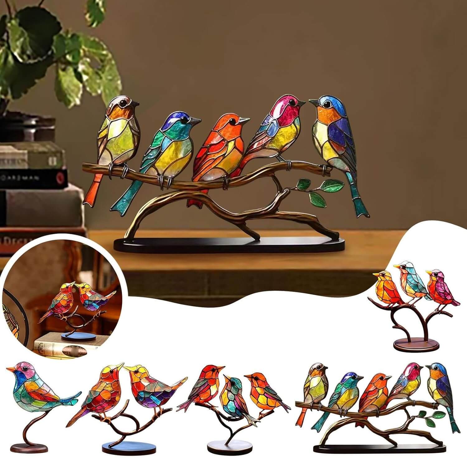 ElegantAviary - Décoration de bureau avec des oiseaux colorés