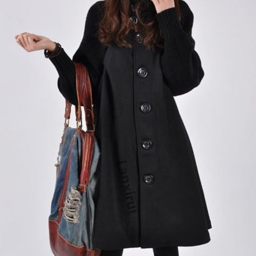 Manteau patchwork à col haut