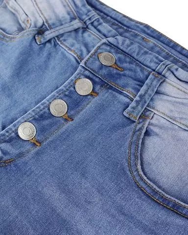 Pantalons en denim taille haute à boutons Chloe Flex pour femmes