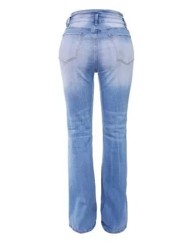 Pantalons en denim taille haute à boutons Chloe Flex pour femmes
