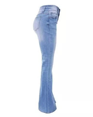 Pantalons en denim taille haute à boutons Chloe Flex pour femmes