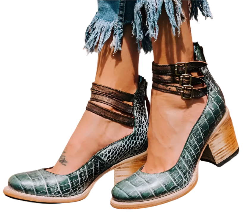 Alliah - Sandales chics à talon carré avec ceinture à la cheville