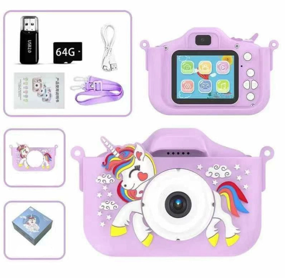 SparkleStarCam - Carte SD 32 Go, Photos et vidéos HD, rechargeable, avec accessoires