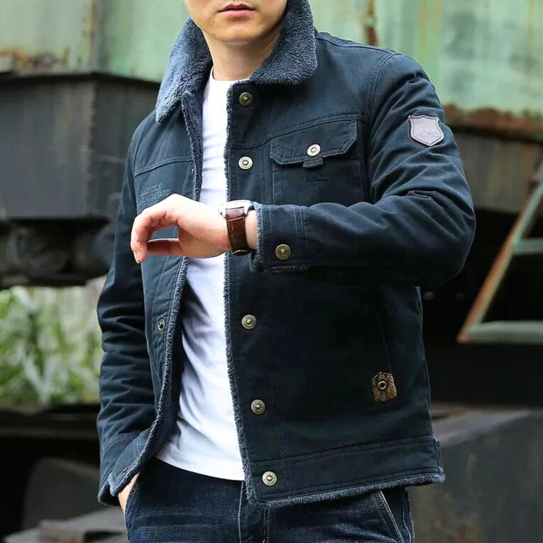 Tom - Veste en denim avec doublure en polaire et boutons