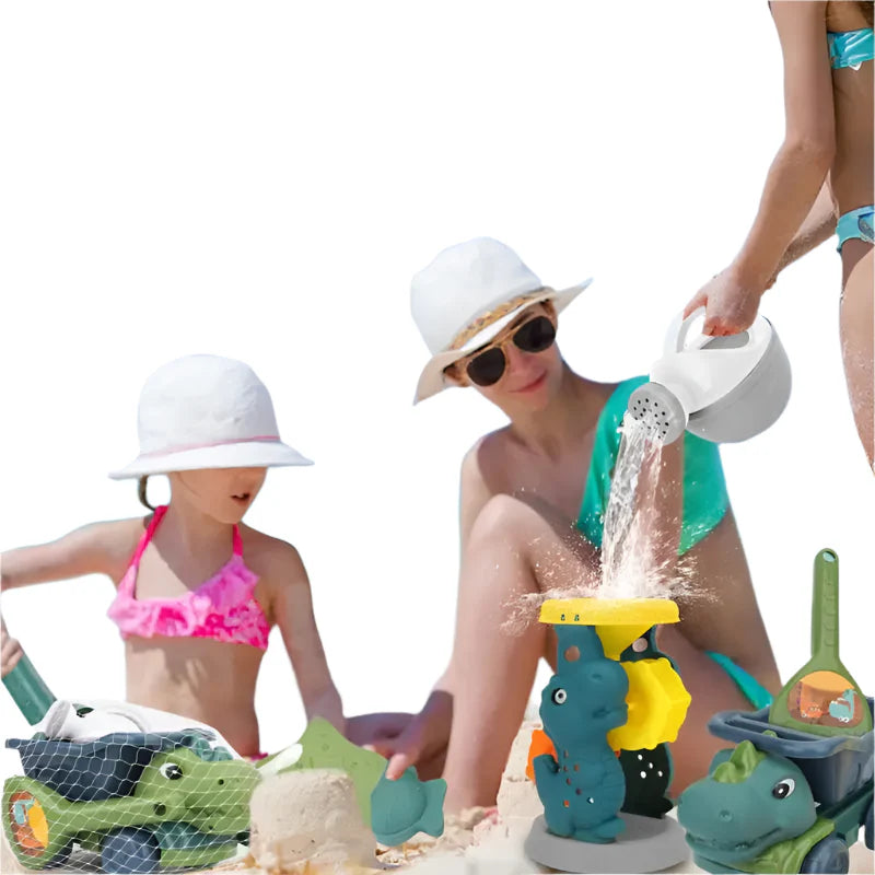 DinoDigs - Ensemble de jouets de dinosaur avec outils de sable pour enfants