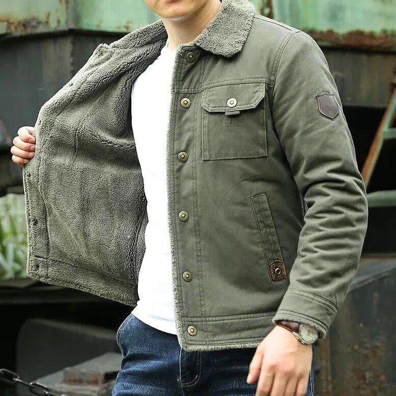 Tom - Veste en denim avec doublure en polaire et boutons