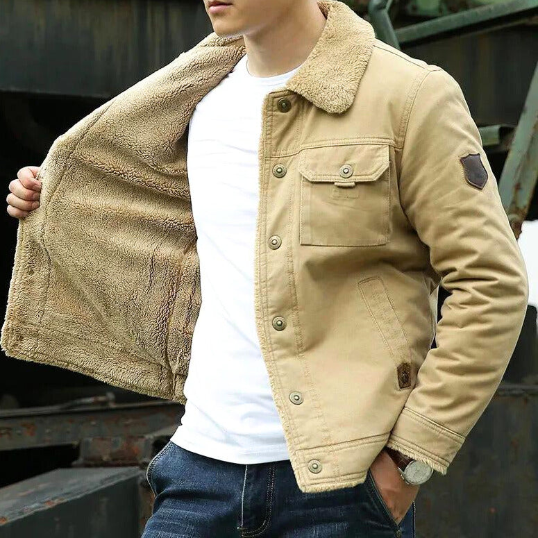 Tom - Veste en denim avec doublure en polaire et boutons