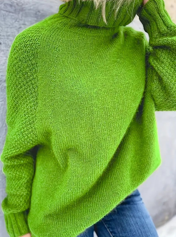 Tendance Automne® - Emma Pull à col roulé surdimensionné vert herbe