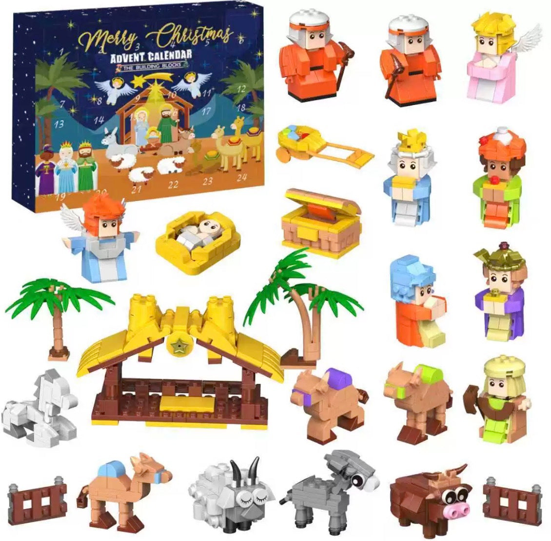 Calendrier de l'Avent Crèche 24 Miniatures en Résine de la Sainte Famille