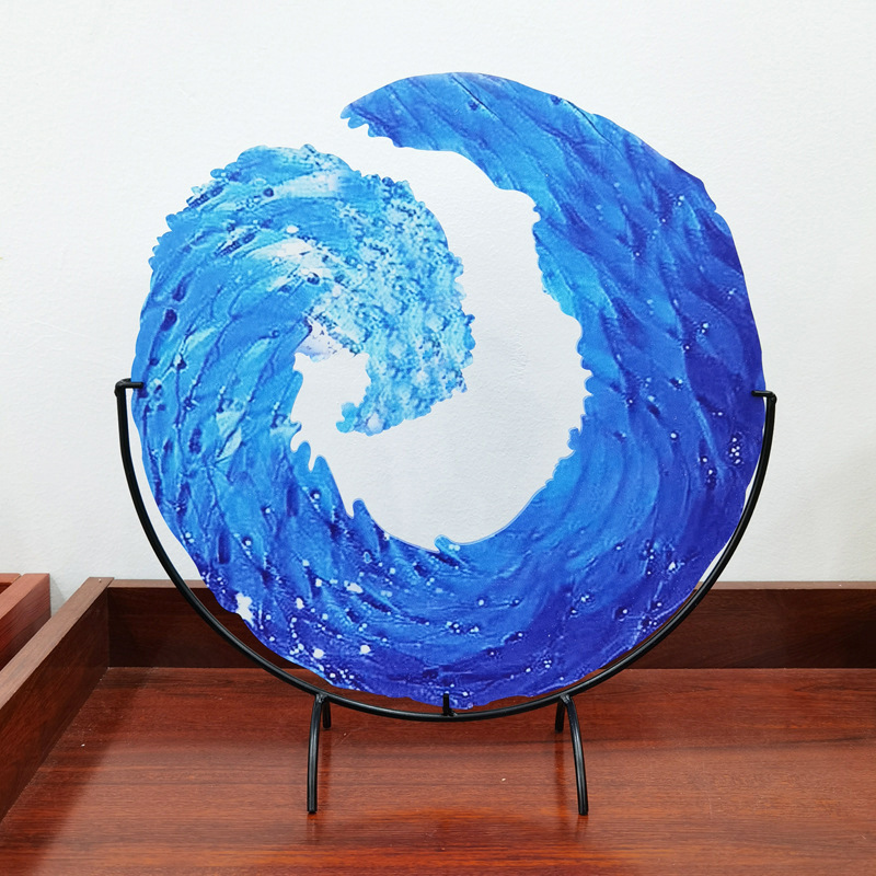 WaveFlow - Sculpture artistique en verre de l'océan majestueux