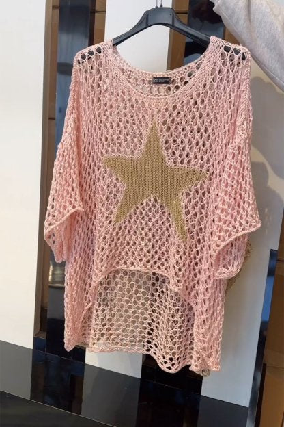 Chemise au Crochet Alma avec Motif Étoile Décoré d'Or
