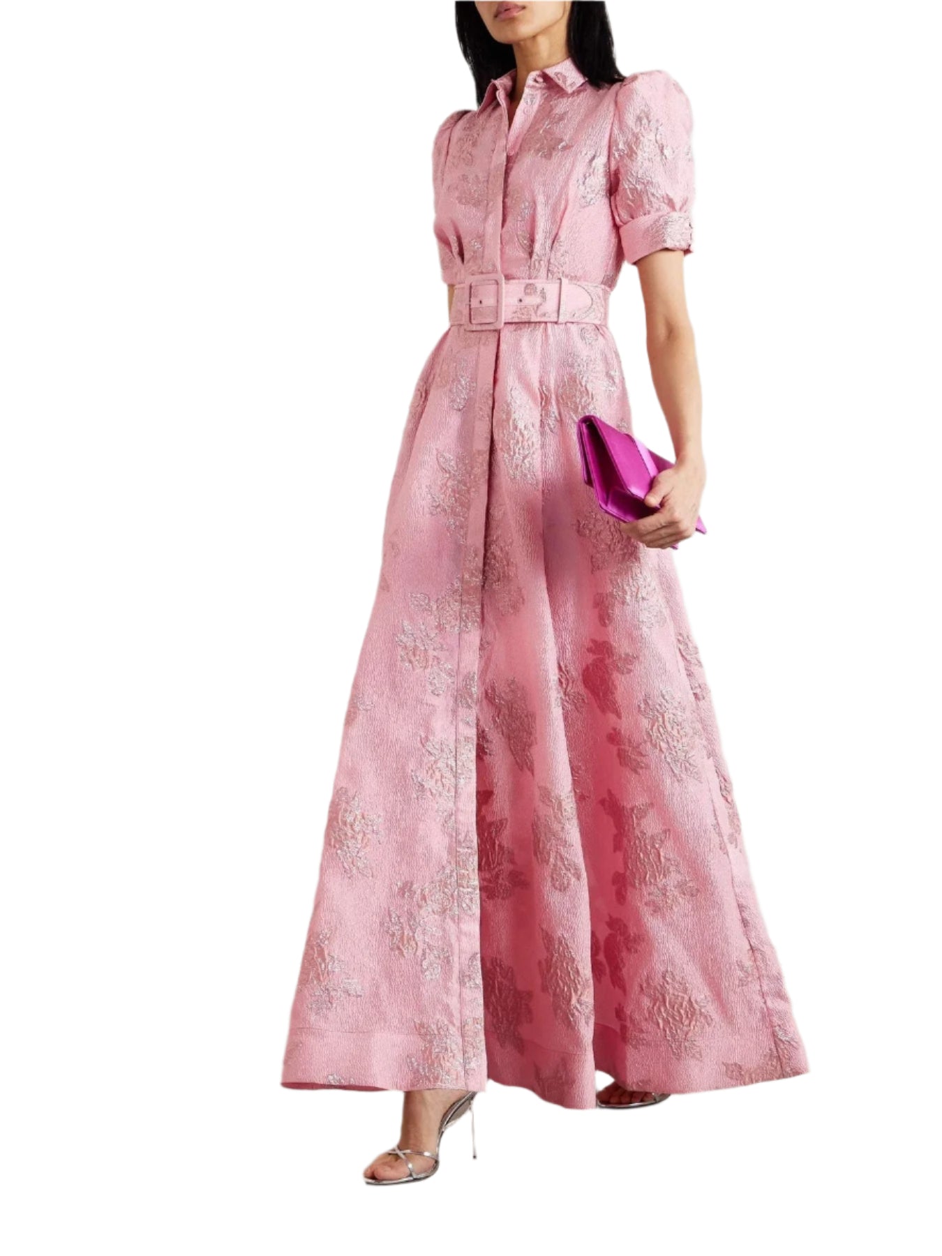 Robe Longue avec Manches Bouffantes et Ceinture à Nouer – Style Élégant et Raffiné