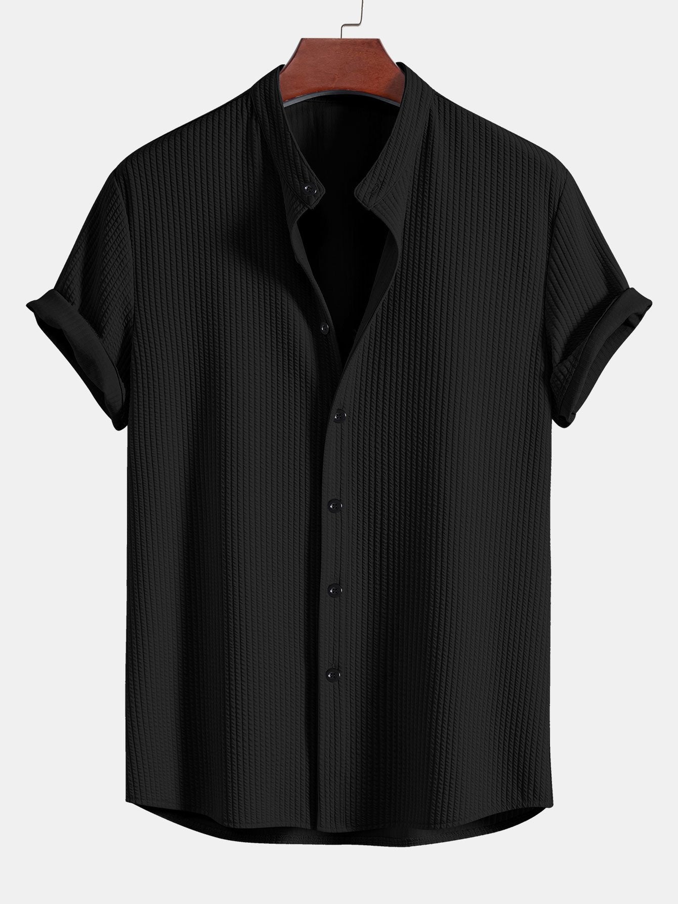 Markus | Chemise côtelée à col montant et coupe ajustée