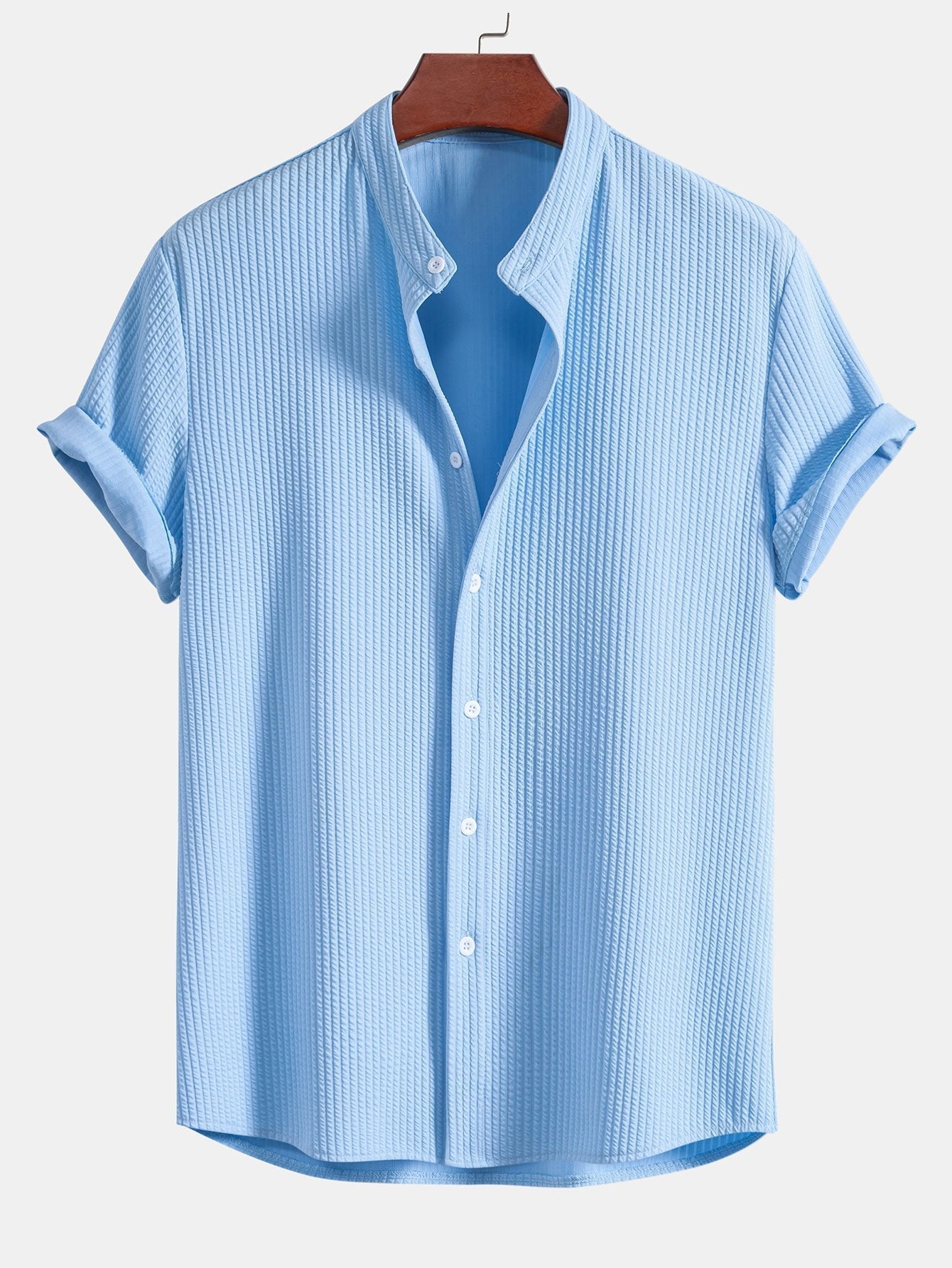 Markus | Chemise côtelée à col montant et coupe ajustée