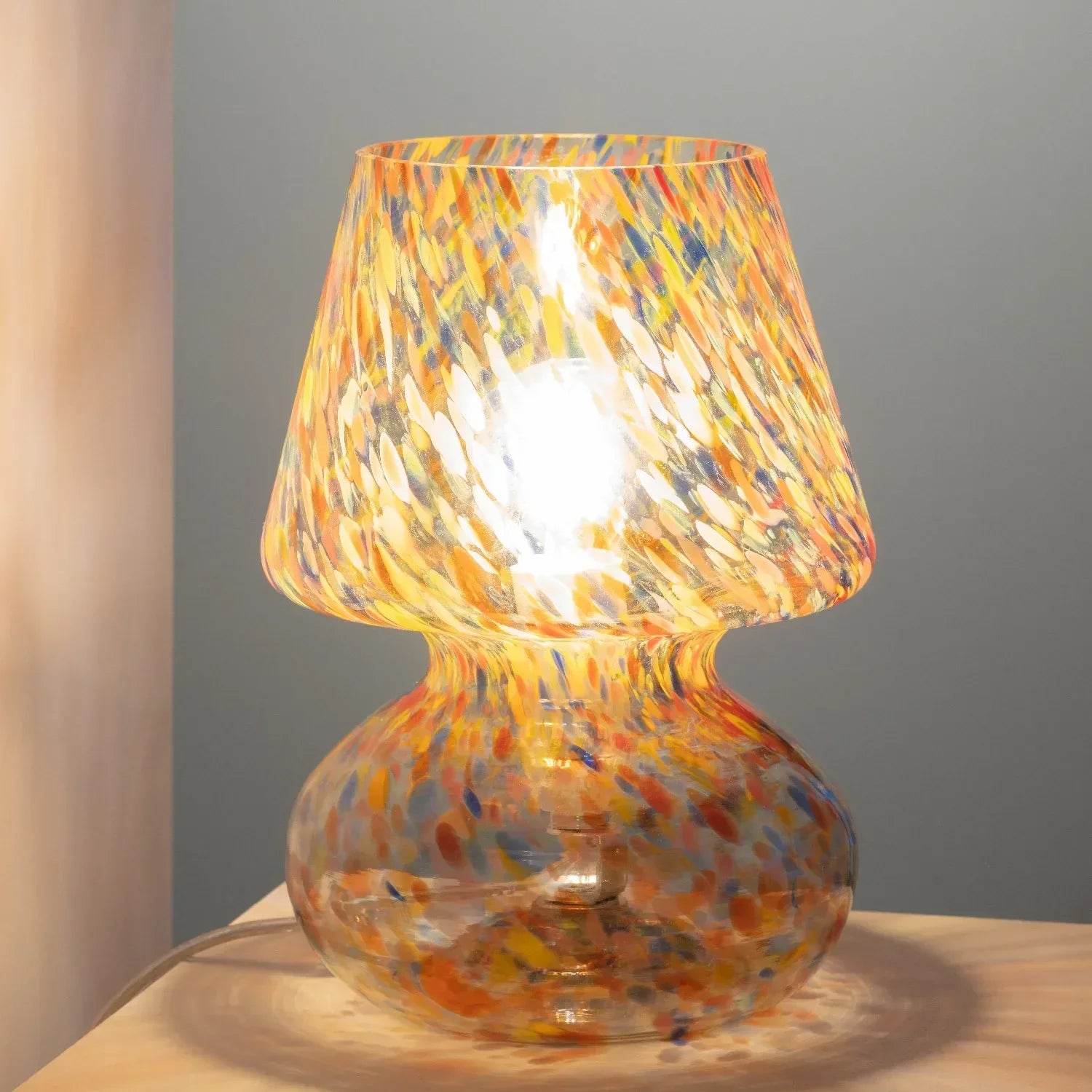 Lampe de table en verre multicolore Lumi