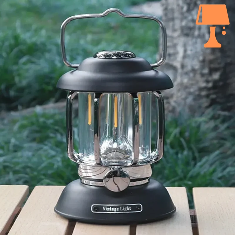 LumiHeritage - Lanterne LED vintage avec cage en métal