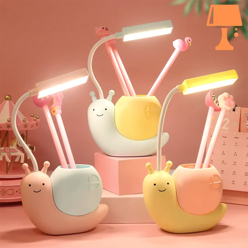 SnailGlow - Lampe de bureau adorable et support à stylos en un