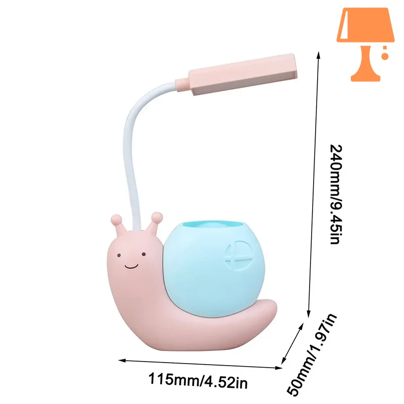 SnailGlow - Lampe de bureau adorable et support à stylos en un